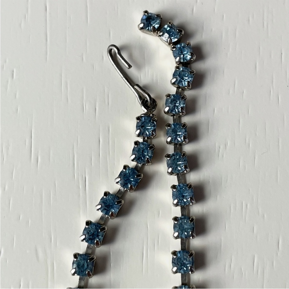 Gorgeous vintage blue rhinestone choker necklace w/ confetti cabochons - Picture 6 of 10